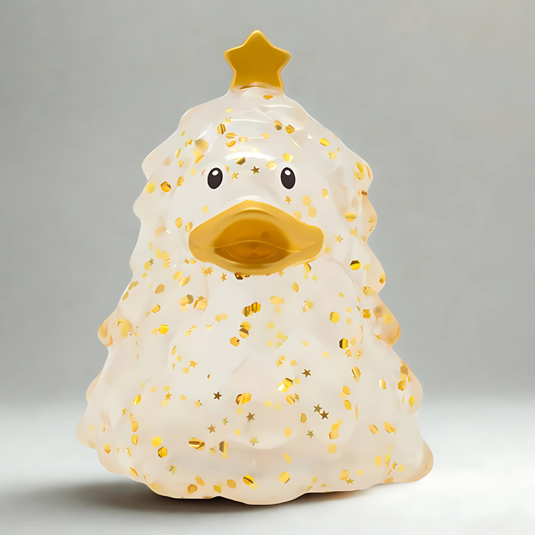 Christmas Tree Duck, Gold Glitter