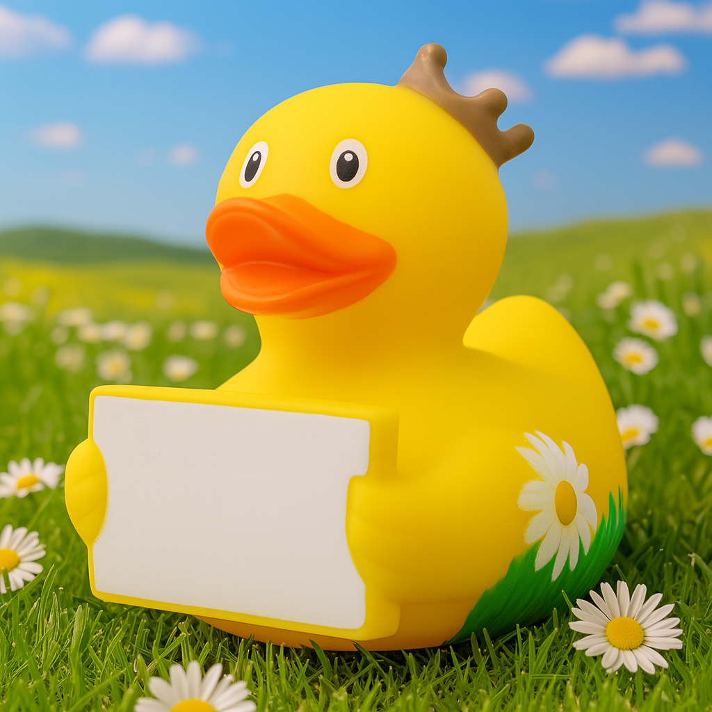 Duck with Greeting Sign