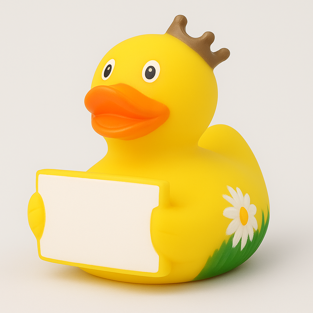 Duck with Greeting Sign