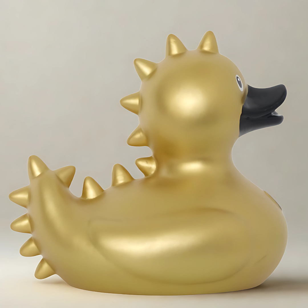 Gold Feather Rubber Duck Right Side View