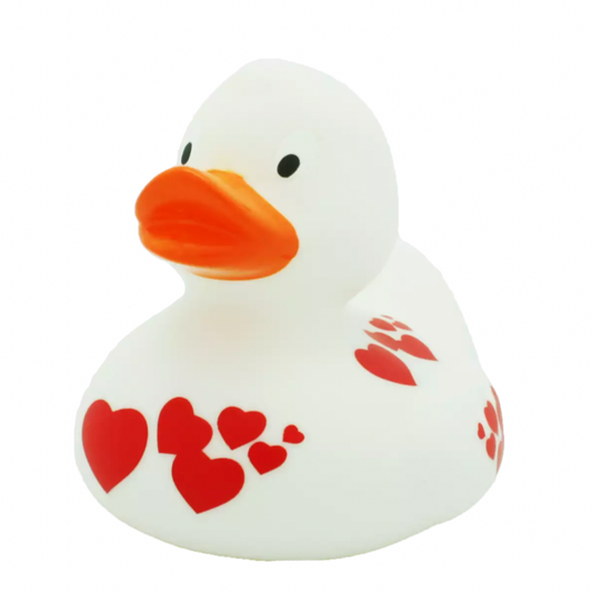 Spotted Red Hearts Rubber Duckie Collectible