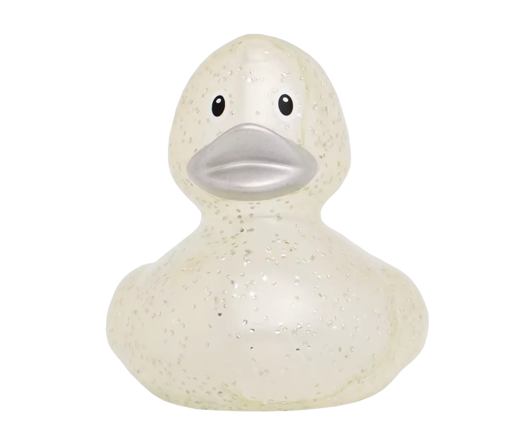 Silver Glitter Rubber Duck Front View