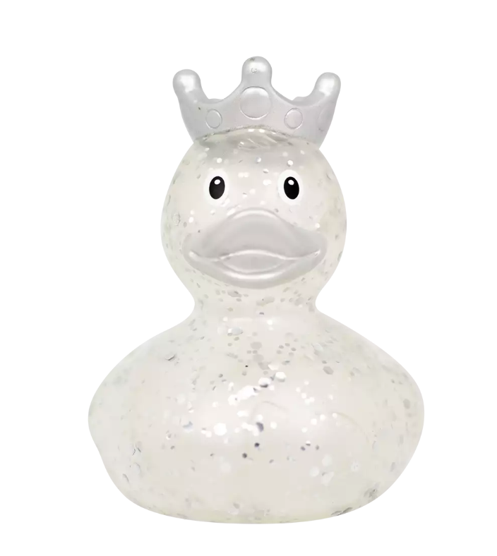 Glitter Duck with Crown, Silver