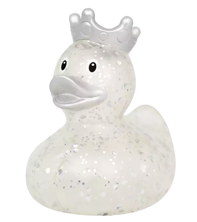 Glitter Duck with Crown, Silver