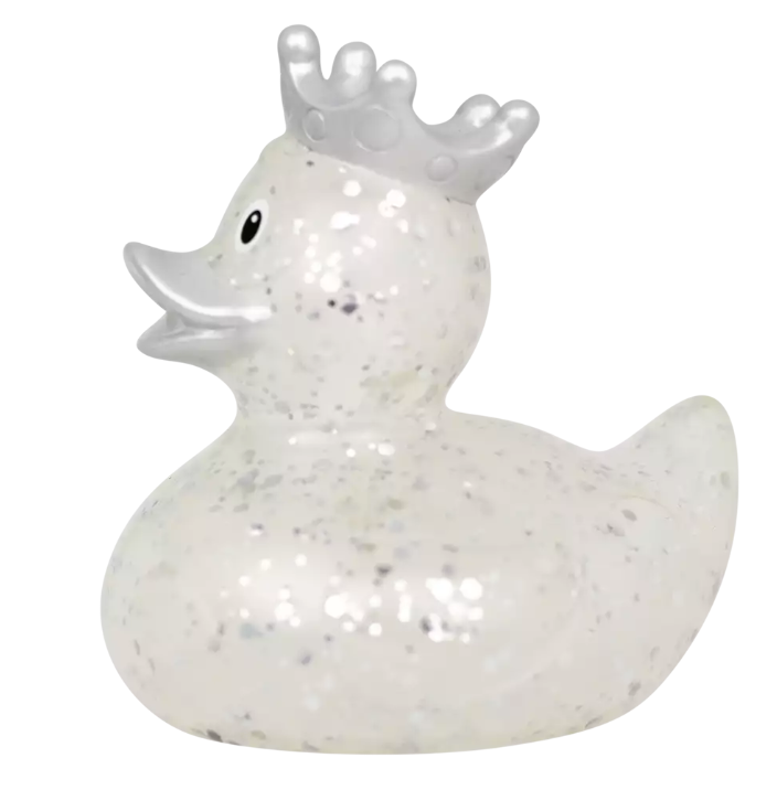Glitter Duck with Crown, Silver