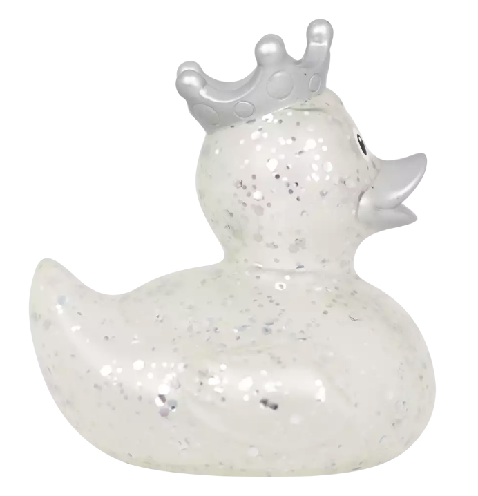 Glitter Duck with Crown, Silver