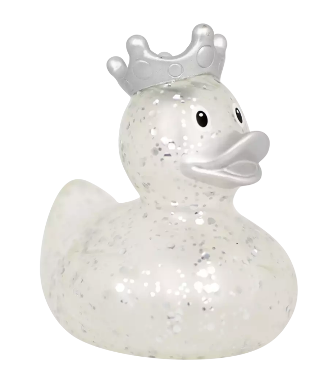 Glitter Duck with Crown, Silver