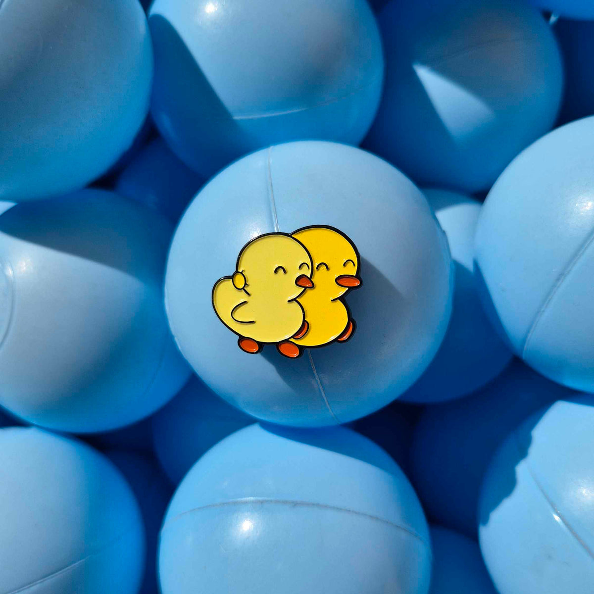 Duckie and Duck Enamel Pin: Walking Edition