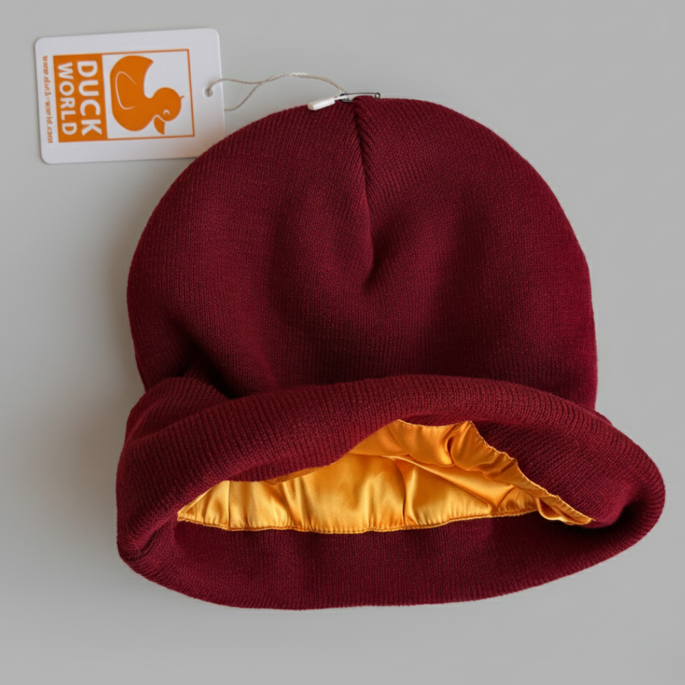 Duck World Beanie Hat, Burgundy