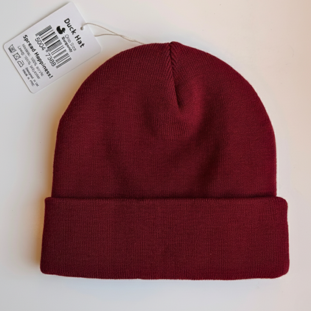 Duck World Beanie Hat, Burgundy