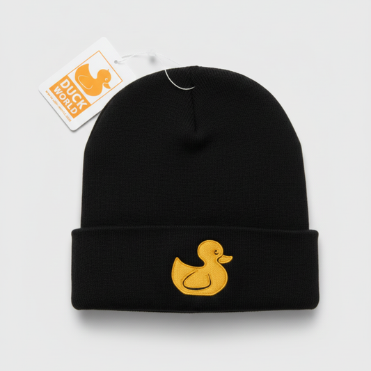 Duck World Beanie Hat, Black