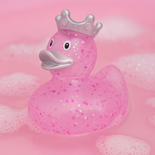 Glitter Duck with Crown, Pink