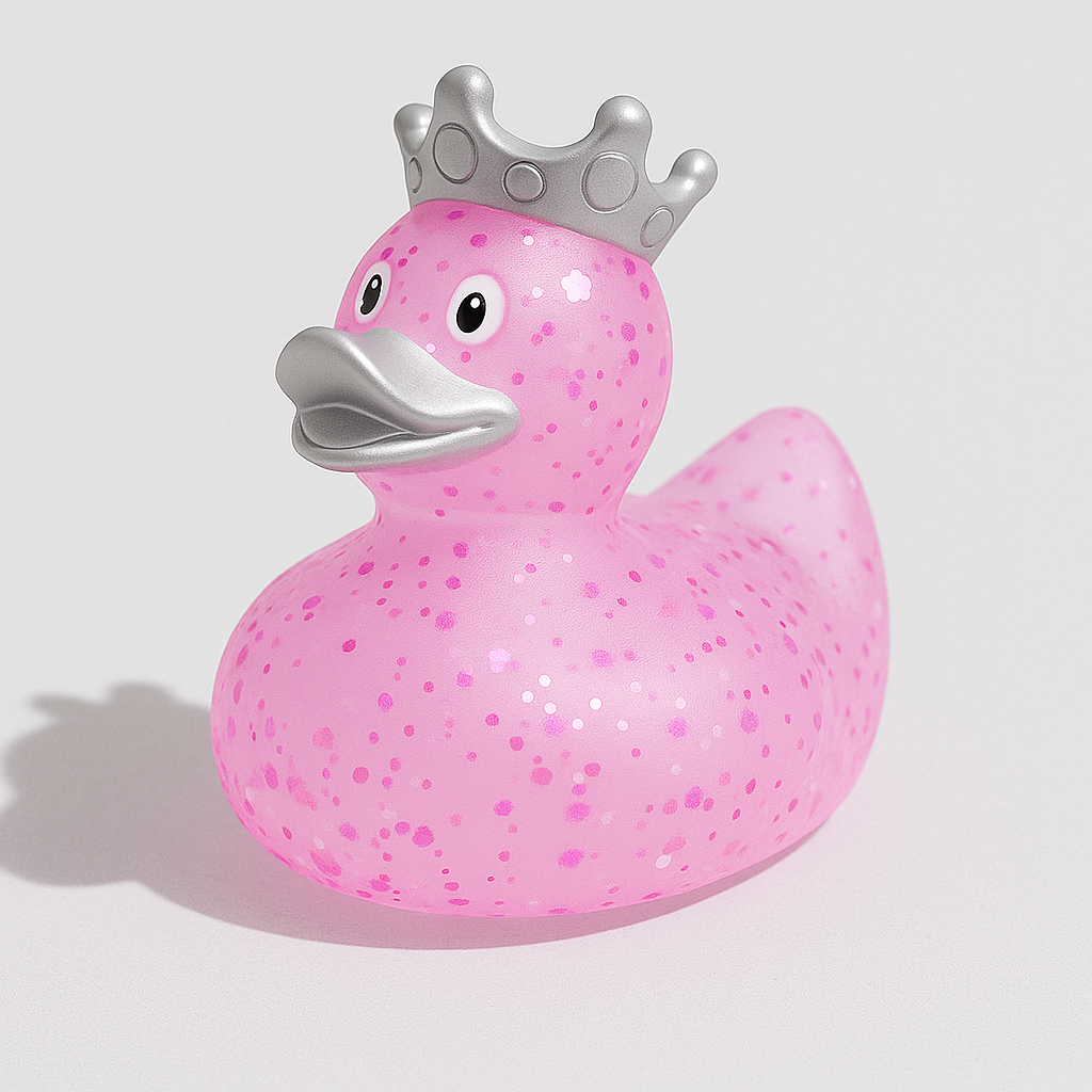 Glitter Duck with Crown, Pink