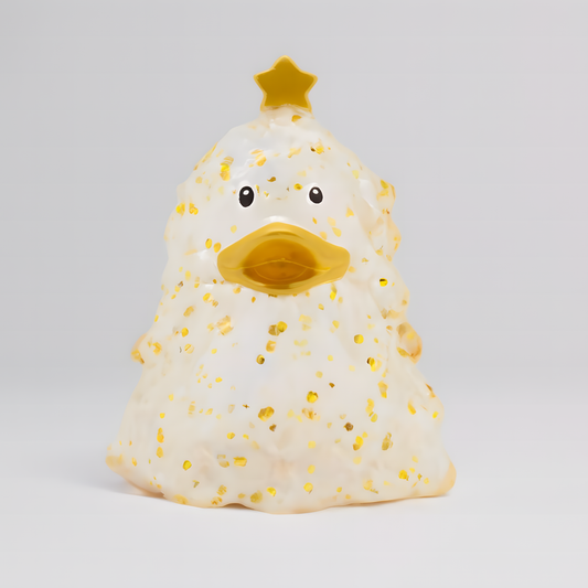 Gold Glitter Christmas Tree Rubber Duckie Front View