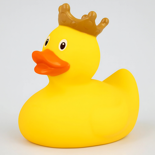 XXL Duck with Crown, light yellow 25 cm