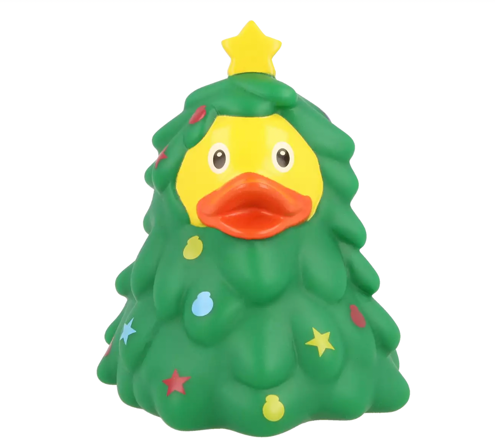 Green Christmas Tree Rubber Duck Front View