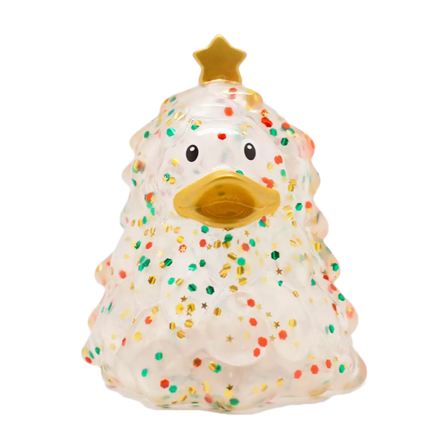 Glitter Christmas Tree Rubber Duckie Front View