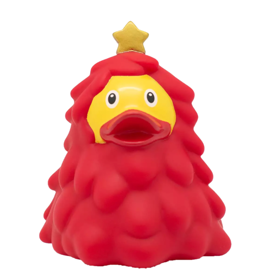 Red Christmas Tree Rubber Duck Front View