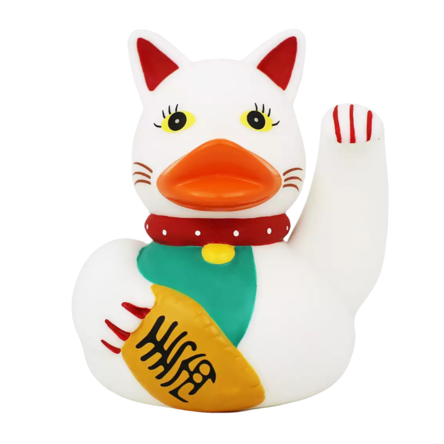 Lucky Cat Rubber Duck Front View