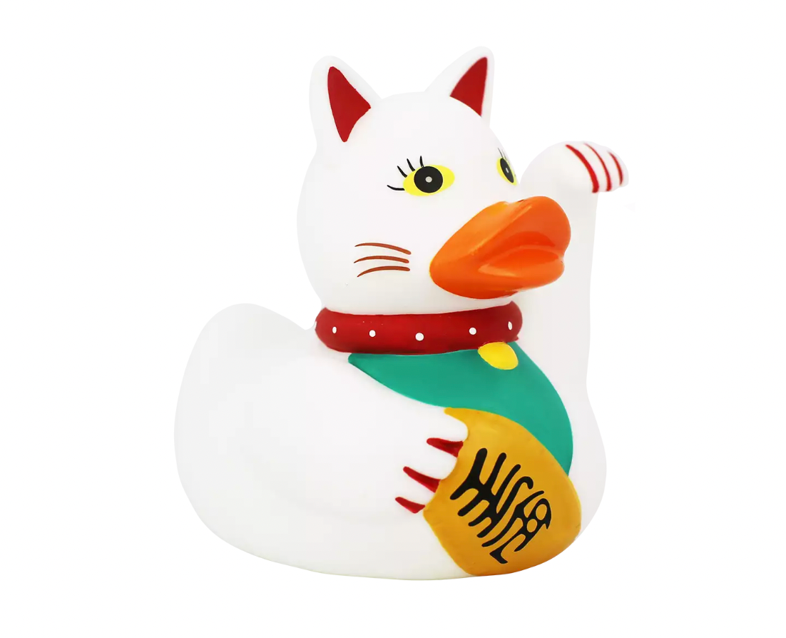 Lucky Cat Rubber Duck Angle View