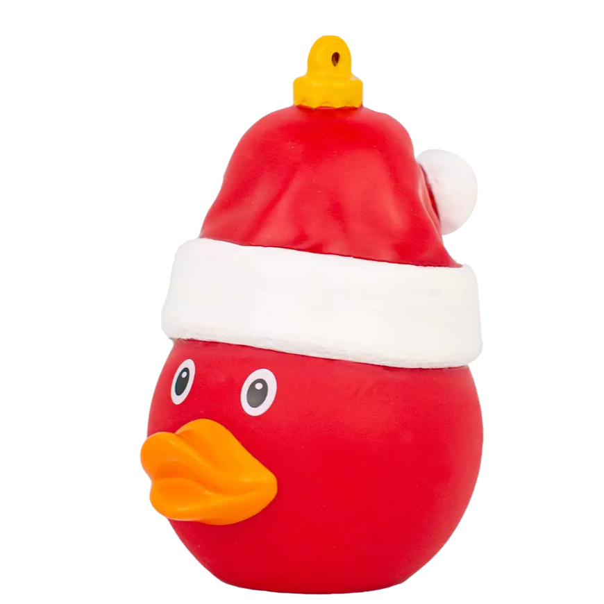 Christmas Ball with Santa Hat Rubber Duck Front View