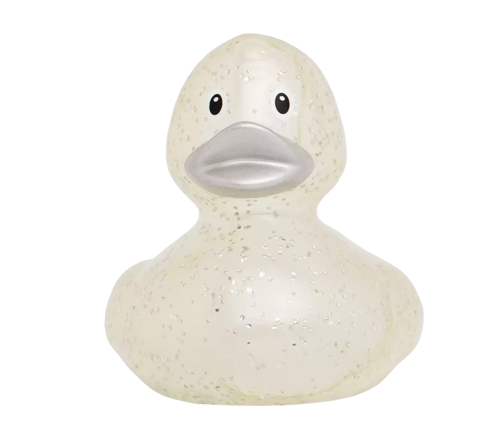  Silver Glitter Rubber Duck Front View