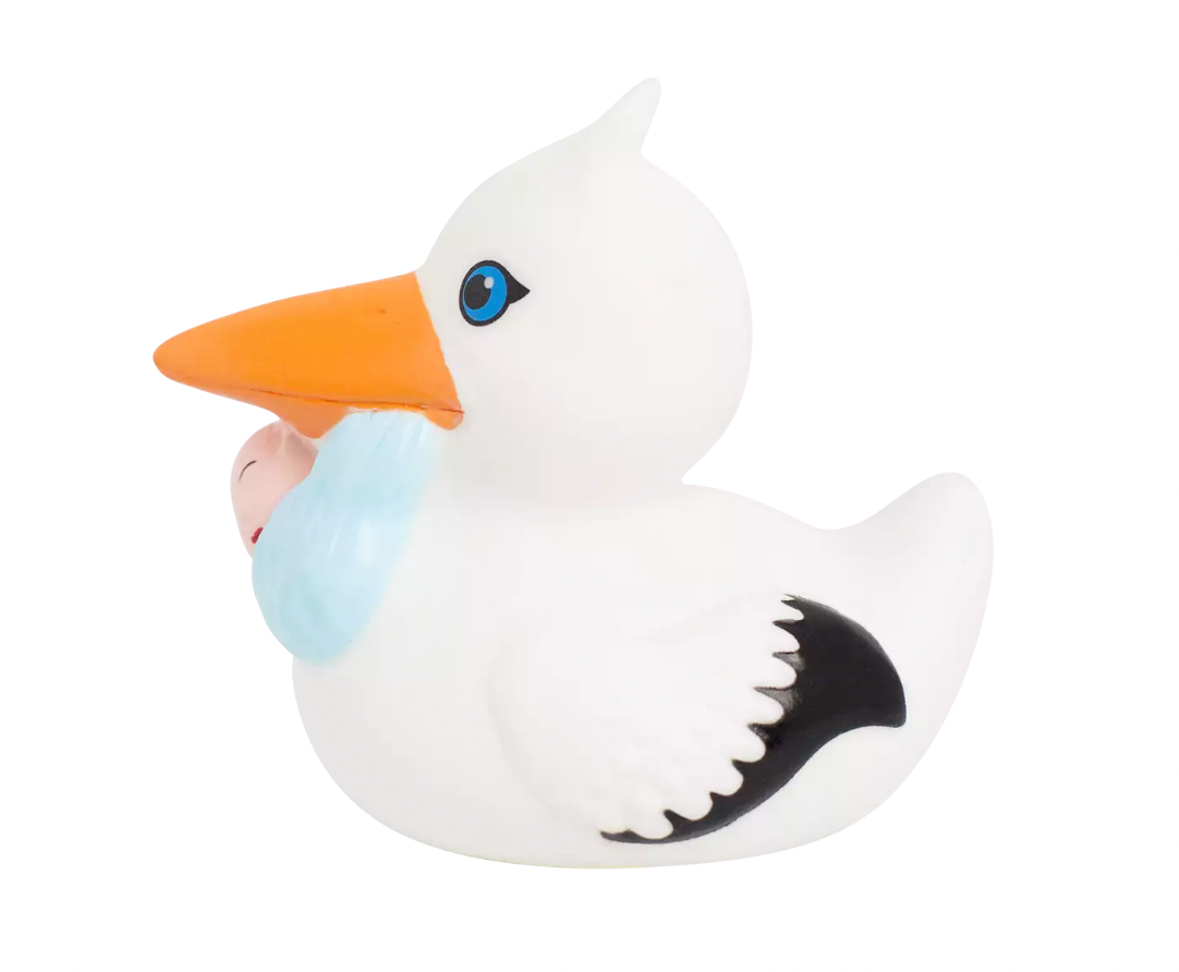 Stork With Baby Rubber Duck Left Side View