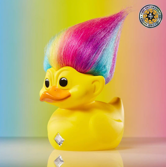 Official Trolls Rainbow Troll (Yellow with Rainbow Hair) TUBBZ Cosplaying Duck Collectible