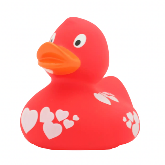 Red Duck with White Hearts