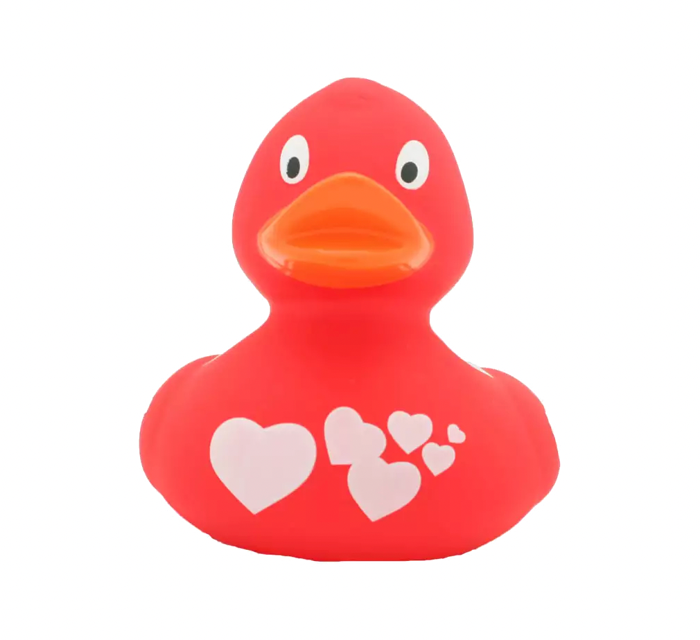 Red Duck with White Hearts