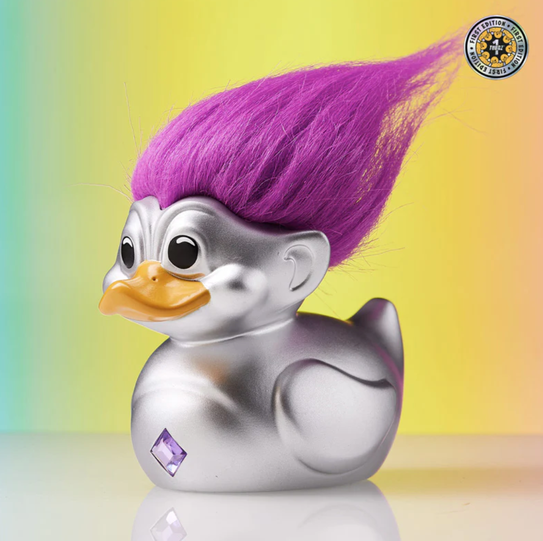 Official Trolls Silver Troll (Silver with Purple Hair) TUBBZ Cosplaying Duck Collectable