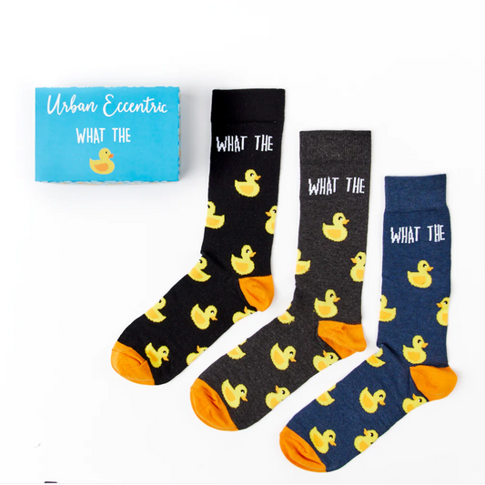 'What the Duck' Socks, Gift Set of 3 pairs, size Unisex