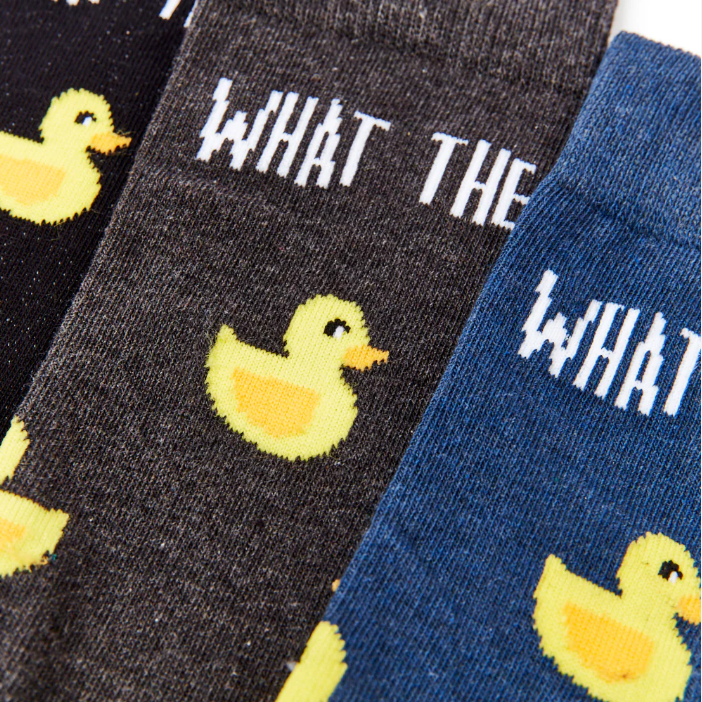 'What the Duck' Socks, Gift Set of 3 pairs, size Unisex